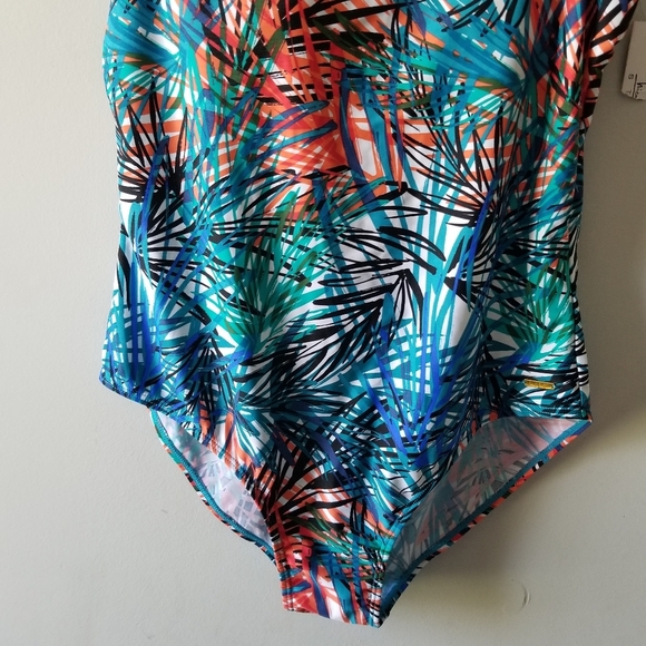 Nicole Miller Studio Paradise Tropical Print One Piece Swimsuit 2X - Picture 8 of 8